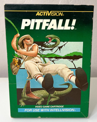Vtg Activision Pitfall! Intellivision Game Cartridge with Overlay & Box - Tested
