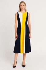 NWT. CH Carolina Herrera Colorblock Sleeveless A Line Midi Dress Sz 0