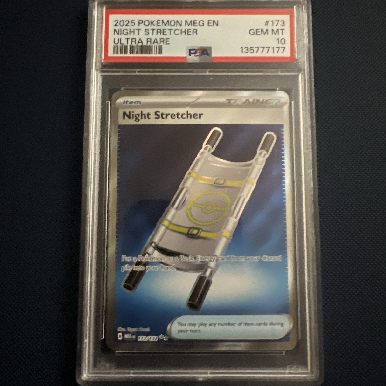 PSA 10 NIGHT STRETCHER ULTRA RARE FULL ART #173 2025 POKEMON MEG MEGA EVOLUTIONS