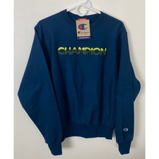 NEW Women Champion Reverse Weave Boyfriend puff-print crewneck sweatshirt S