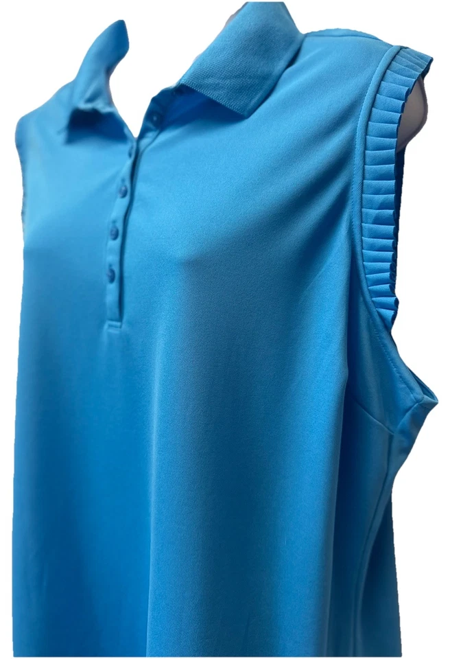 Polo de golf Lady Hagen para mujer XXL 2XL manga con volantes azul Oasis nuevo sin etiquetas Foto 2 de 4