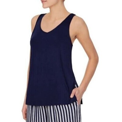 Refinery29 Women's V-Neck Racerback Knit Pajama Tank in Navy Medium MSRP $35