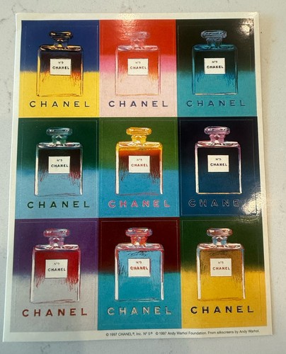 VINTAGE 1997 Andy Warhol Chanel No 5 Sticker Sheet Authentic Pop Art Promo Rare