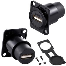 2 PCS USB 2.0 Panel Mount Connector DType Pass Through Coupler Adapter