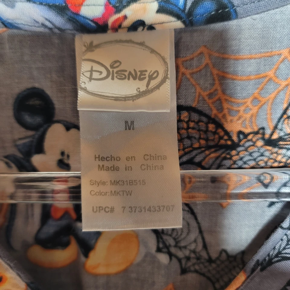 Disney Scrub Top Mickey Mouse Halloween Print Scubs Dracula Spooky Sz M Nurse - Image 2 of 4