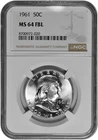 1961 50C Silver Franklin Half Dollar NGC Graded MS 64 FBL White in New Holder