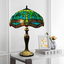 Tiffany Stil Tischlampe 16" Durchmesser Buntglasschirm Handarbeit Kunst Dekor