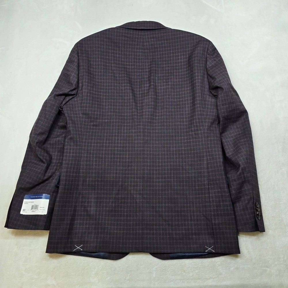 Tommy Hilfiger Flex Sport Coat Mens 40R Purple Plaid Regular Fit Blazer $295 NEW thumbnail 3