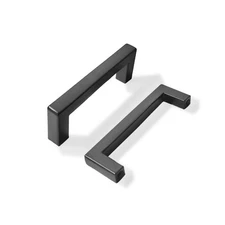 10 Pack 3 Inch Hole Matte Black Slim Square Bar Cabinet Pulls, Drawer Handles