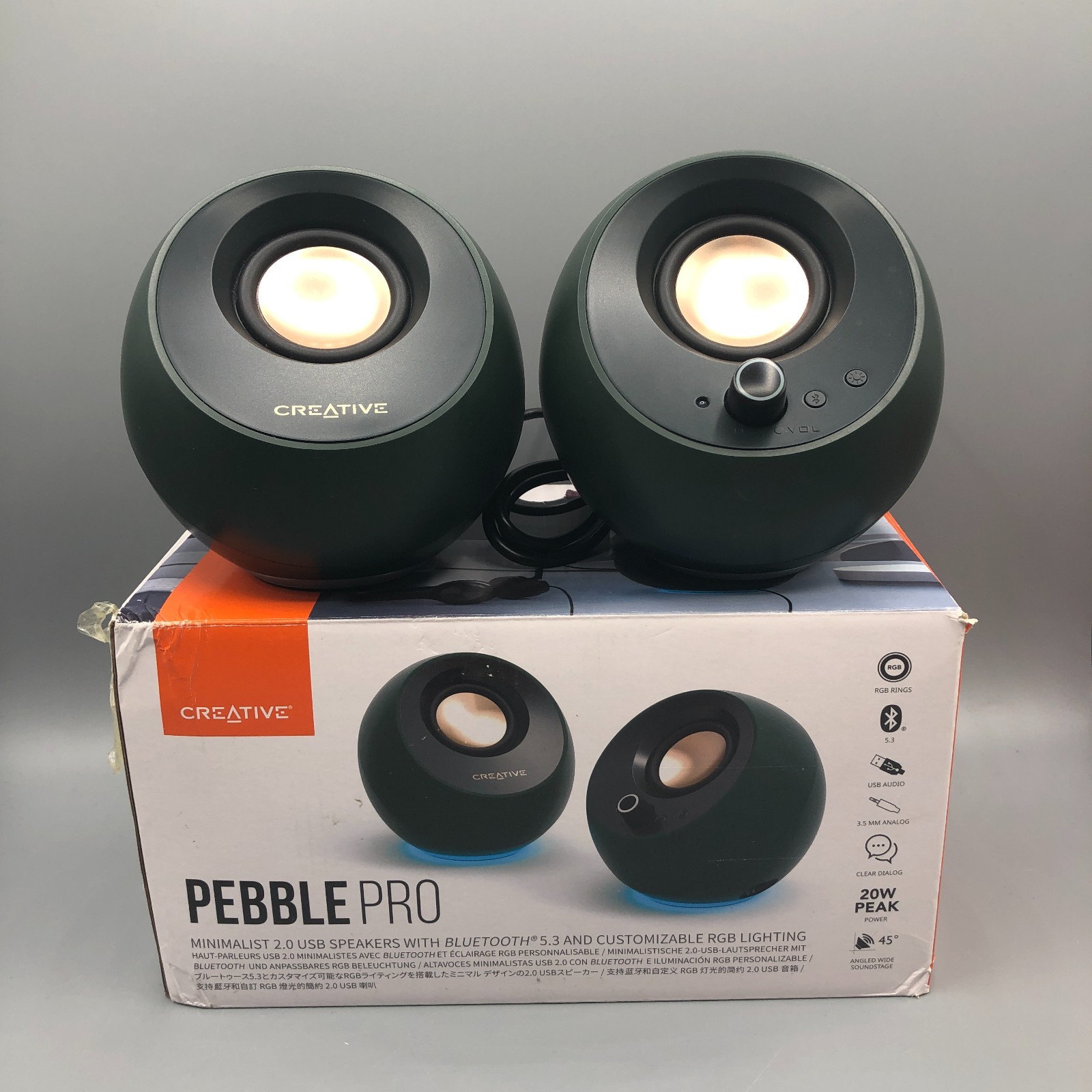 Creative Pebble Pro Bluetooth 5.3 USB Speakers | RGB Lighting | Used Very Good