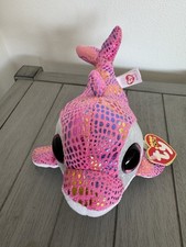 Ty Beanie Boos Sparkles Dolphin Plush 8  Pink  Silver Stuffed Animal w/ Tag