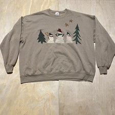 Vintage 90s Jerzees Christmas Snowman Patched Crewneck Sweatshirt 3XL Made USA
