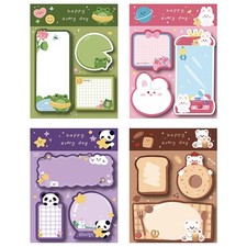 4 Pack Cute Sticky Notes Cartoon Animal Memo Pads Small, Cartoon-1