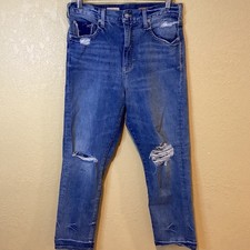 Pilcro for Anthropologie Distressed Vintage Straight High Rise Jeans, Size 31