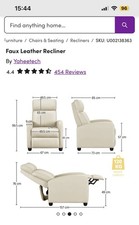 Wayfair Faux Leather Recliner Chair In Cream Great Used Condition