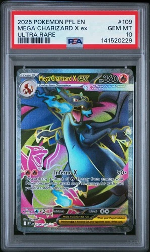 2025 POKEMON PFL EN-PHANTASMAL FLAMES ULTRA RARE #109 MEGA CHARIZARD X EX PSA 10
