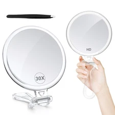 30X Magnifying Mirror for Travel with Handle Double-Sided 1X/30X Magnificatio...