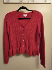   Crown  Ivy Girls XL Red Ruffle Peplum Cardigan Sweater Coquette Balletcore