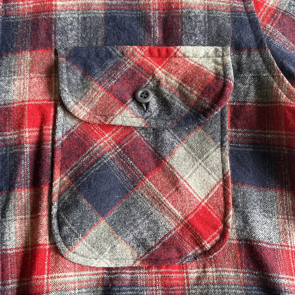 Camisa Vintage Pendleton Lana Franela Acolchada Forrada Rojo Azul Cuadros EE. UU. M 80-90s Foto 4 de 4