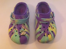 Crocs Classic Faux Fur Lined Tie Dye Clogs Juniors Size J4 Multi-Color