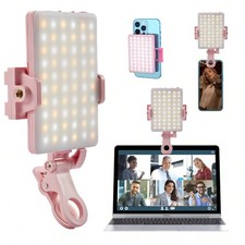 Clip-On Selfie Light, 60 LED, CRI 95 , 3 Modes, 10 Brightness, Rechargeable