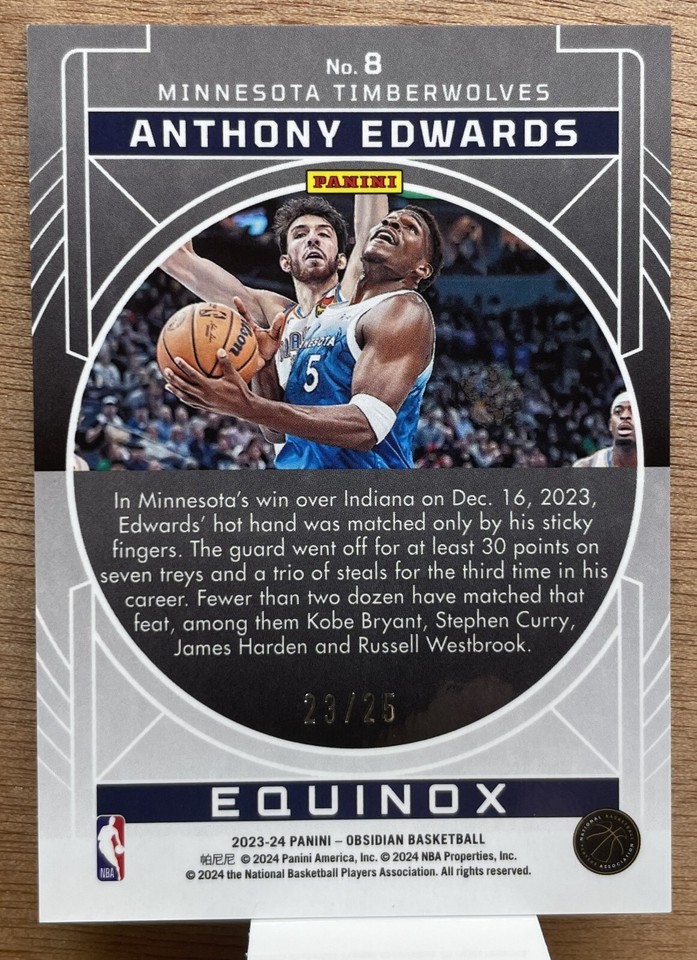 Anthony Edwards 202324 Panini Obsidian Equinox Electric Etch Green Flood /25 eBay