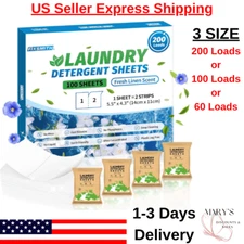 Laundry Detergent Sheets 200 Loads Fresh Linen Scent Laundry Soap Washing 3 Size