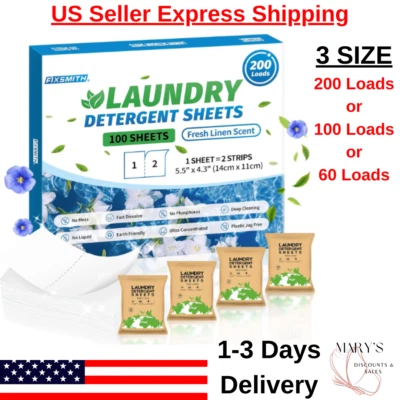 BRANDED Laundry Detergent Sheets, 200 Loads Fresh Linen Scent Laundry Soap Washing No