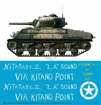 Peddinghaus 1/16 M4A3 Sherman Markings USMC 5th Tank Bn. Iwo Jima