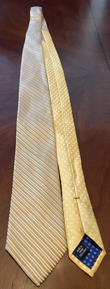 Gravata masculina Perry Ellis Portfolio dourada 100% seda feita em ChinA - Imagem 3 de 4