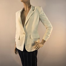 DKNY Donna Karan Rushed Sleeve One Button Blazer Size 2 Beige Color