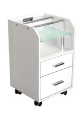 GLASGLOW Rolling Pedicure Trolley Cart Storage Cabinet w/ Glass Top