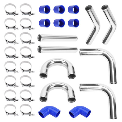 2.5'' Universal Ladeluftkühler Aluminiumrohre Einbauset Silikonschläuche Kit