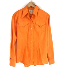 Rockmount Ranch Wear Shirt Size Small Womens Orange Pearl Snap Tru West Vintage