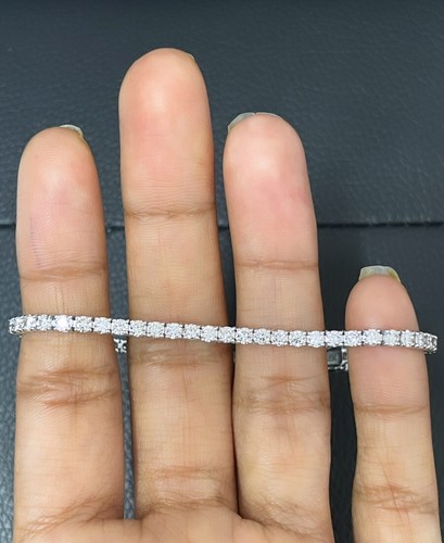 18k white gold - 3.25 Ct F/VS 100% Natural Round Diamond Tennis Bracelet - 第 2/5 張圖片