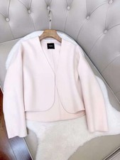 Rrp£303 Theory Wool Cashmere Short Coat Jacket Light Pink Women Size M L