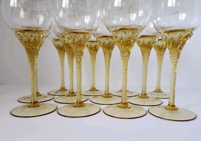 RARE! Set of 12 Vintage Sasaki Coronation Twisted Stem Aperitif Cordial 7.5 inch