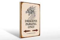 Holzschild Spruch 30X40 Cm Dragons Parking Only Holz Deko Schild