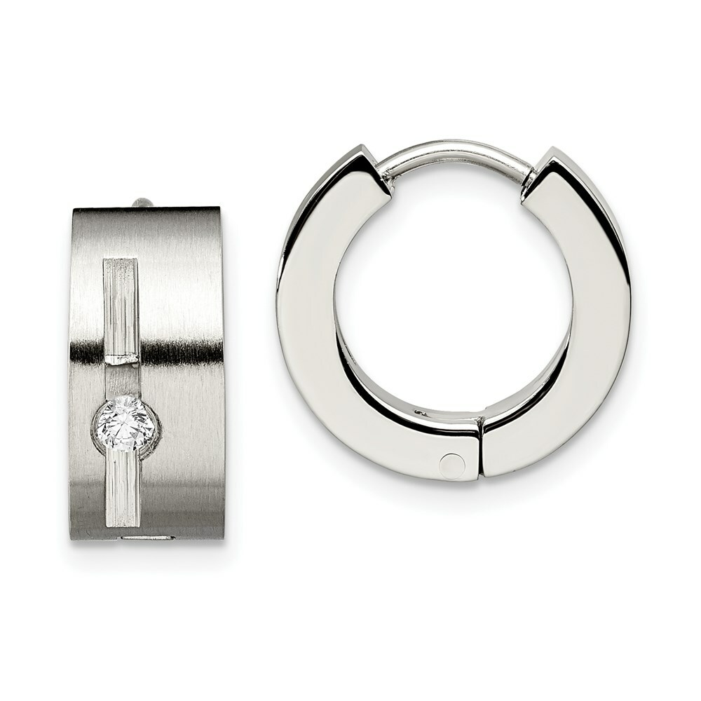 Chisel Stainless Steel CZ Brushed & Polished Round Hinged Chisel Stainless Steel CZ Brushed & Polished Round Hinged