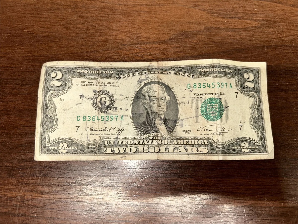 貴重　Made in U.S.A-2 1976 1976 US $2 Bill with Offset Border US $2.00 Bicentennial