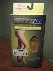 Loving Comfort Moderate Compression 15-20 mmhg Maternity Pantyhose Beige Tall