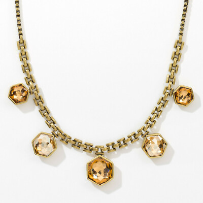 Touchstone Crystal Antique Topaz Golden Shadow On Edge Necklace Swarovski  