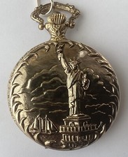 1896-1986 Olympic Ltd Edt Commemorative Quartz Pocket Watch, Statue Of Liberty