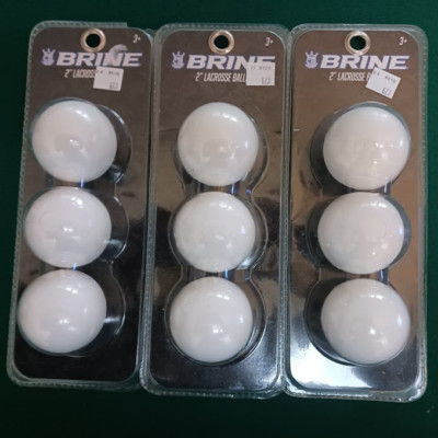 Lot of 3 Brine 3pk White 2'' Rubber Lacrosse Balls - NIP free priority shipping