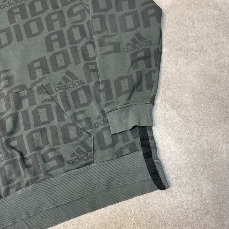 Adidas Hoodie Mens Y2K Pullover All Over Print Sweatshirt, Green, Large image 5