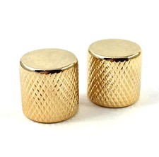  2 Gold Press-On Barrel Knobs for Guitar/Bass w/6mm Split Shafts MK-PBK-G