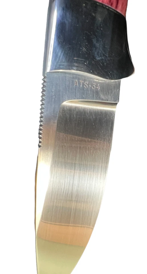 Cubierta de rayos de hoja fija personalizada ATS-34 *Rosa* con funda de cuero KP-1390 Foto 4 de 4