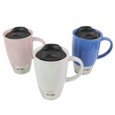 Mr. Coffee14 Oz Stoneware Assorted Travel Mug Set Of 3