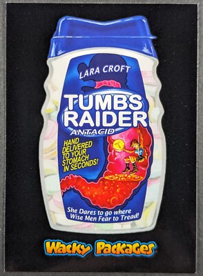 Tumbs Tomb Raider 2018 Topps Wacky Packages Action Film Sticker Card #14 (NM)