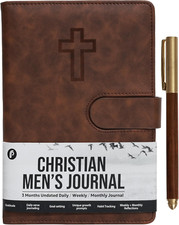 Leather Christian Bible Prayer Journal for Men - Daily Devotional Notebook